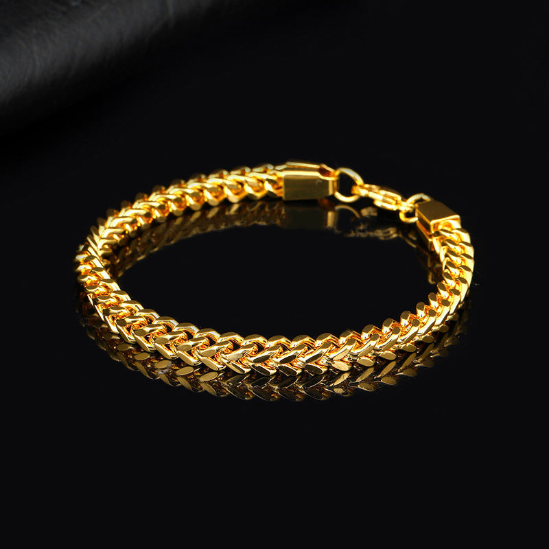 ZHONGYI EUROPEAN AND AMERICAN HIP HOP TITANIUM STEEL DOUBLE-ROW SINGLE-ROW BRACELET POSITIVE AND NEGATIVE MESH 5X10MM STAINLESS STEEL BRACELET WHOLESALE Glossy.pk