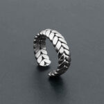 European and American cross-border simple fashion retro wheat ear opening adjustable ring cross-border titanium steel female wholesale jewelry factory Glossy.pk