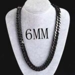 TEMU Amazon's new European and American hot selling double-layer black gold necklace men's cross-border hit 6MM sideways necklace Glossy.pk