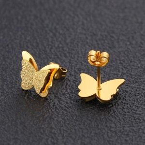 Double-Layer Butterfly & Love Stud Earrings product photo 4 | Glossy.pk Pakistan