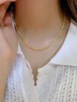 Super glittering starry sparkling titanium steel necklace female clavicle chain sparkling 18K gold plated chain plain chain accessories Glossy.pk