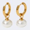 Retro romantic pearl pendant earrings gentle wind titanium steel plated 18K real gold earrings for women anti-tarnish jewellery from Glossy.pk, Lahore