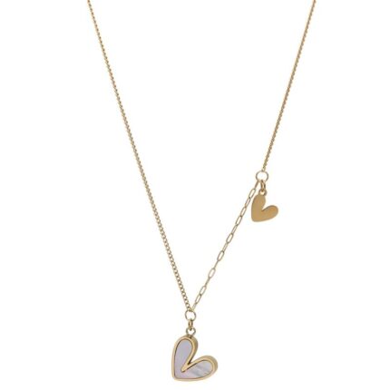 French minimalist personality small love white shell necklace fresh peach heart asymmetrical clavicle chain women's jewelry