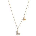 French minimalist personality small love white shell necklace fresh peach heart asymmetrical clavicle chain women's jewelry Glossy.pk