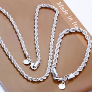 Silver Necklace & Bracelet Set — 40cm + 20cm