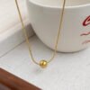 Gold bean pendant titanium steel does not fade necklace with ball Bing when to run necklace simple clavicle chain women anti-tarnish jewellery from Glossy.pk, Lahore