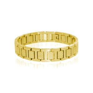 Stainless Steel Black Bracelet — 18K Gold Detail