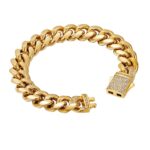 Men’s Cuban Bracelet – 18K Gold Plated on 925 Sterling Silver Glossy.pk