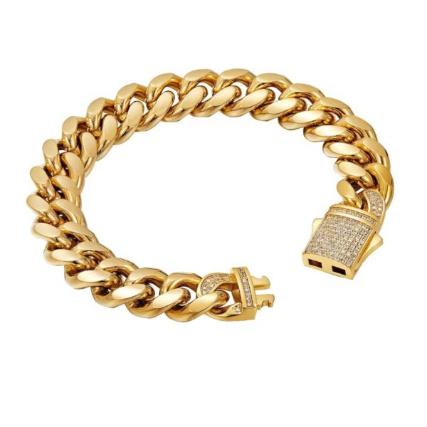 Men’s Cuban Bracelet — 18K Gold-Plated on 925 Silver product photo 2 | Glossy.pk Pakistan