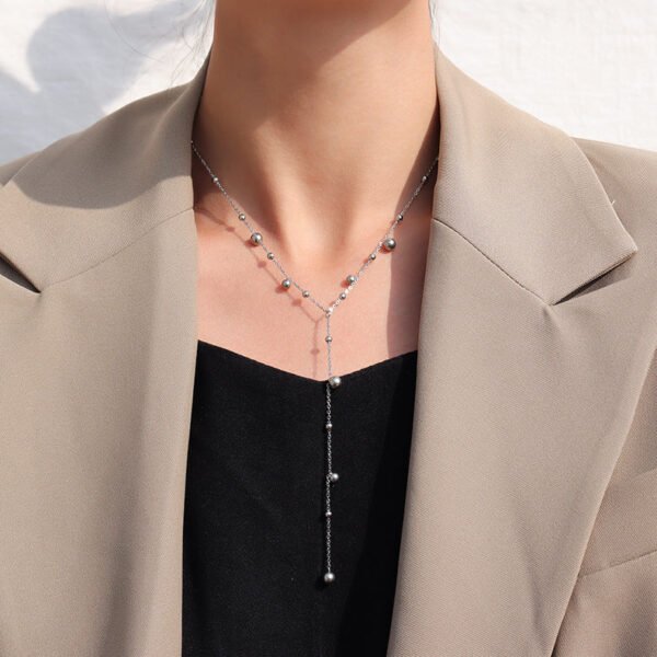 gold plated long tassel bead chain necklace anti-tarnish jewellery from Glossy.pk, Lahore