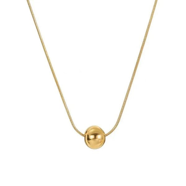 Gold bean pendant titanium steel does not fade necklace with ball Bing when to run necklace simple clavicle chain women anti-tarnish jewellery from Glossy.pk, Lahore