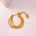 European and American cross-border cold wind simple chain ring niche adjustment ring large size titanium steel plated 18K gold is not afraid of sweat