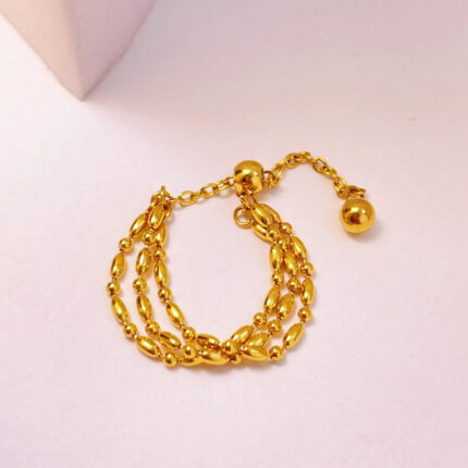 European and American cross-border cold wind simple chain ring niche adjustment ring large size titanium steel plated 18K gold is not afraid of sweat