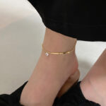 2024 New Trendy Summer Women's 18K Gold Anklet Net Red Smile Zircon Ins Anklet Women's Simple and Not Fade