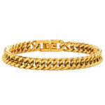 temu cross-border domineering titanium steel jewelry buckle bracelet simple stainless steel European and American style Cuban chain bracelet spot wholesale Glossy.pk