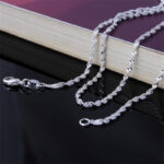 AliExpress cross-border supply European and American silver-plated necklace women's encrypted water wave chain pendant with chain short clavicle necklace Glossy.pk