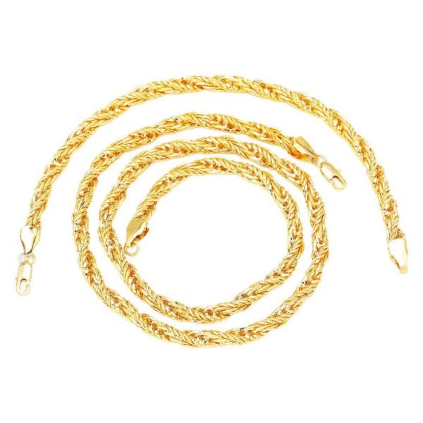 Men’s Twisted Rope Domineering 18K Gold Necklace Rough Gold Bracelet Bracelet Metal Plating for Men and Women anti-tarnish jewellery from Glossy.pk, Lahore