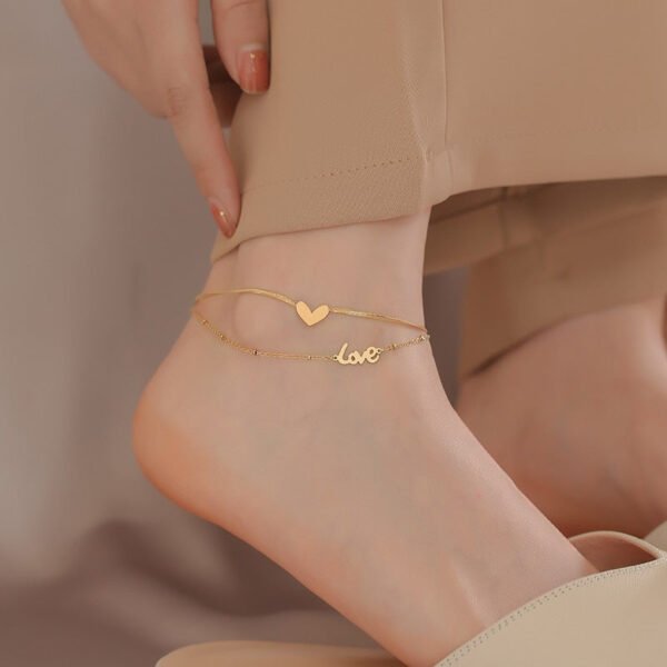 Peach heart double-layered necklace women’s high-end design sense niche light luxury temperament collarbone chain neck snake bone chain jewelry anti-tarnish jewellery from Glossy.pk, Lahore
