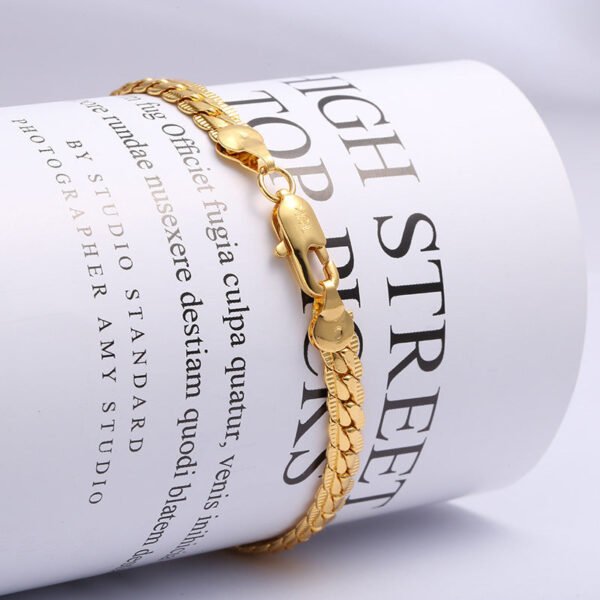 PERSONALIZED WOMEN’S 18K GOLD PLATED NECKLACE EMBOSSED 4MM GOLD NECKLACE anti-tarnish jewellery from Glossy.pk, Lahore