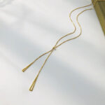 The best-selling titanium steel in Europe and the United States does not fade tassel pull-out light luxury necklace, women's tide Internet celebrity clavicle chain is niche and simple Glossy.pk