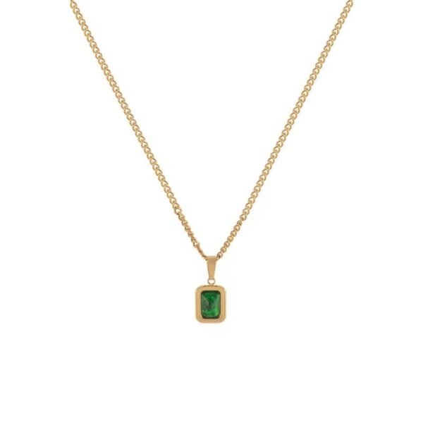 Figaro Chain Champagne Zircon Necklace Stainless Steel Paper Clip Chain Blue Zircon anti-tarnish jewellery from Glossy.pk, Lahore