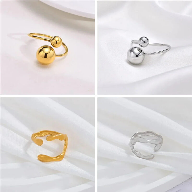 Cross-border wholesale ins wind irregular titanium steel open ring light luxury high-end ring does not fade cold wind 23 Glossy.pk