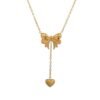 18k Gold Clavicle Chain Titanium Steel Necklace Design Sense Bow Water Drop Love Chain anti-tarnish jewellery from Glossy.pk, Lahore
