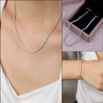 Super glittering starry sparkling titanium steel necklace female clavicle chain sparkling 18K gold plated chain plain chain accessories Glossy.pk