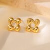 Luxury Exquisite Fashionable Versatile Temperament Personality Rotating Flowers Titanium Steel Necklaces Niche Stud Earrings Set anti-tarnish jewellery from Glossy.pk, Lahore