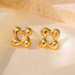 New light luxury, exquisite, fashionable, versatile, temperament, personality, rotating flowers, titanium steel necklaces, niche stud earrings set wholesale Glossy.pk