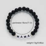 8mm Handwoven Brunge Cord Beaded Bracelet MAMA Mother's Day Bracelet Black Matte Glossy Glass Beads Glossy.pk