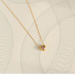 New Simple Peach Heart Necklace Pink Zircon Love Pendant Collarbone Chain - Image 3