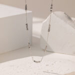 2024 new Bafang Laicai crushed silver small sugar cube titanium steel necklace bracelet anklet set high-quality clavicle chain Glossy.pk