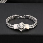 TEMU cross-border titanium steel lion head bracelet European and American men's hip hop bracelet 4*8mm stainless steel chain jewelry Glossy.pk