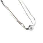 Double-layer transfer ball, light luxury necklace, titanium steel, non-fading, temperament, high-quality clavicle chain, girlfriend female neckband, sweater chain Glossy.pk
