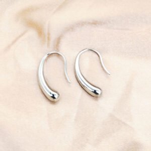 Water-Drop Hook Earrings — Gold & Steel Tone product photo 3 | Glossy.pk Pakistan
