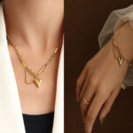 2024 New European and American Amazon Cross-border Hot Sale Fashion Retro Hip Hop Love Necklace Bracelet Earrings Set Glossy.pk