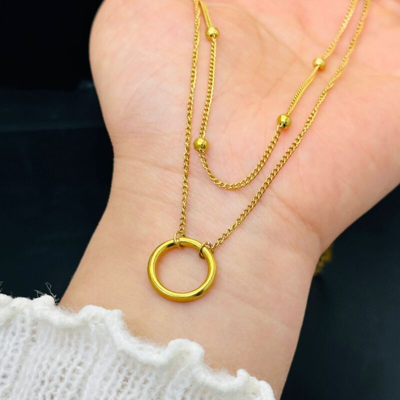 New circle simple double necklace women's ins cold wind pendant light luxury niche accessories Internet celebrity exquisite jewelry