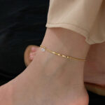 2024 New Trendy Summer Women's 18K Gold Anklet Net Red Smile Zircon Ins Anklet Women's Simple and Not Fade