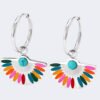 French Retro light luxury fan-shaped dripping oil colorful earrings niche personality temperament 18K gold earrings anti-tarnish jewellery from Glossy.pk, Lahore