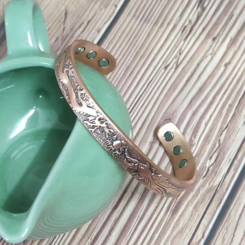 Cross border red copper bracelet phoenix pattern magnetic red copper bracelet European and American wind magnetic dragon and phoenix bracelet wholesale