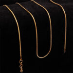 ZHONGYI FASHION TREND VERSATILE 18K YELLOW GOLD PLATED SNAKE BONE NECKLACE EUROPEAN AND AMERICAN CROSS-BORDER NEW 1MM SNAKE CHAIN WITH SNAKE BONE CHAIN Glossy.pk
