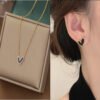 Mother-of-pearl Pendant Special-shaped Unique Black and White Love Necklace Stud Set Temperament Simple Female anti-tarnish jewellery from Glossy.pk, Lahore