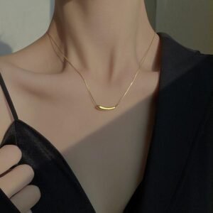 Double Clavicle Chain Necklace — Small Eggplant Pendant