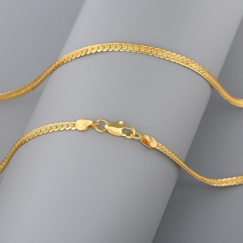 ZHONGYI TEMU NEW PERSONALIZED WOMEN'S 18K GOLD PLATED NECKLACE EUROPEAN AND AMERICAN CROSS-BORDER ACCESSORIES EMBOSSED 4MM GOLD NECKLACE WHOLESALE