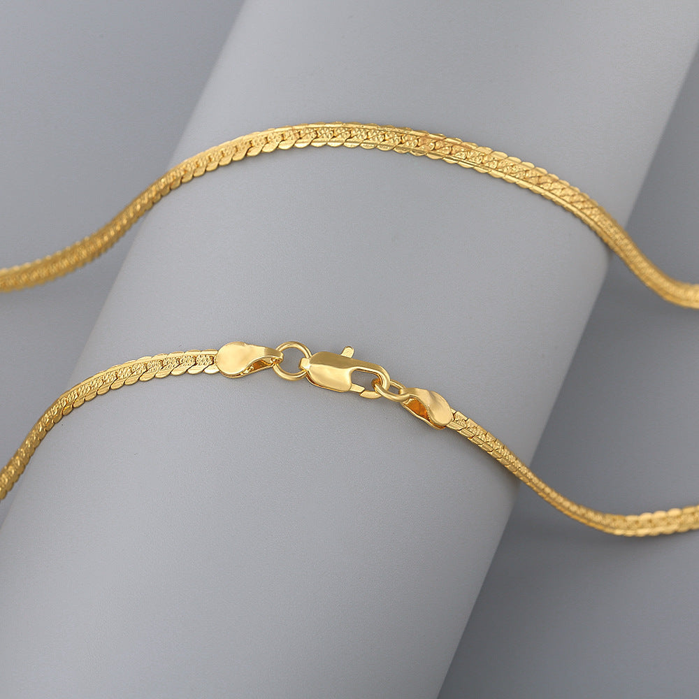 O1CN01STbKSt1QiAQJCCy9c__2212844052009-0-cib ZHONGYI TEMU NEW PERSONALIZED WOMEN'S 18K GOLD PLATED NECKLACE EUROPEAN AND AMERICAN CROSS-BORDER ACCESSORIES EMBOSSED 4MM GOLD NECKLACE WHOLESALE