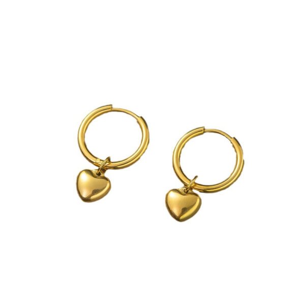 Circle earrings, snap-on love earrings, cold wind, women’s small circles, girly titanium steel, non-fading, heart-shaped earrings anti-tarnish jewellery from Glossy.pk, Lahore