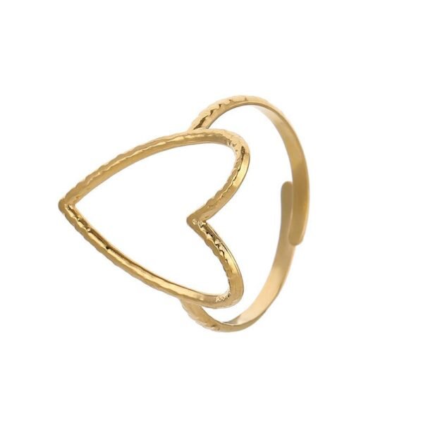 Big Heart Love Ring — Gold or Steel Colour product photo 4 | Glossy.pk Pakistan