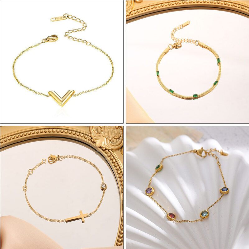 Cross-border, European and American hot-selling style, heart-shaped double-layered new bracelet, stainless steel, fashion hand jewelry, versatile and trendy with 28 Glossy.pk