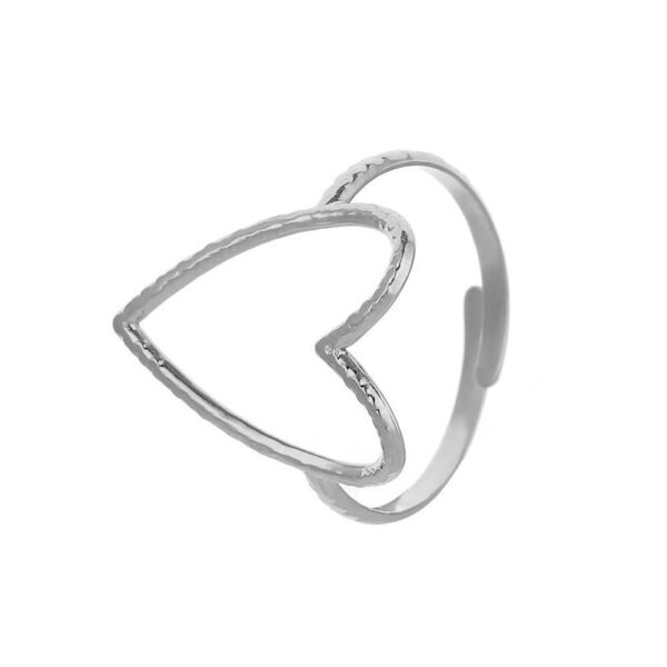 Personality exaggerated stainless steel love ring 18K gold plated ring opening adjustable ring anti-tarnish jewellery from Glossy.pk, Lahore